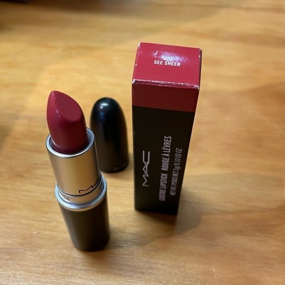 MAC Lustre Lipstick NIB 520 See Sheer **Discontinued Color** Peachy Coral Pink - Picture 5 of 7